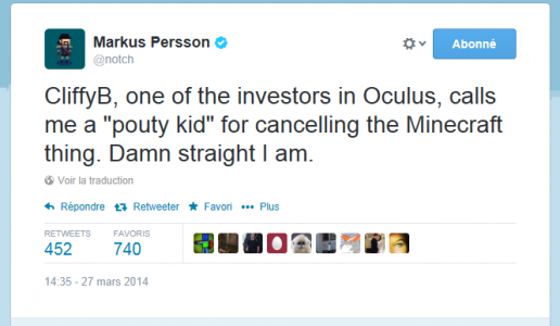 Markus Persson insulté par CliffyB, investisseur d'Oculus