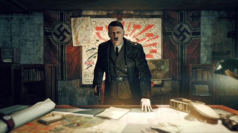 Adolf Hitler devant le plan de defense de Berlin