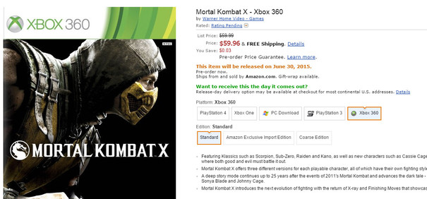 Mortal Kombat X : les versions Xbox 360 et PS3 retardées