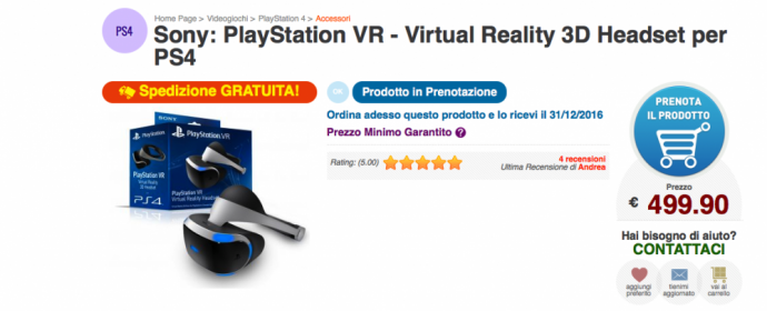 PlayStation VR Prix