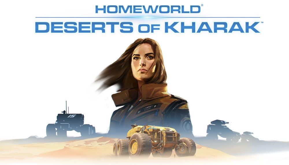 Homeworld: Deserts of Kharak logo personnage féminin et buggys