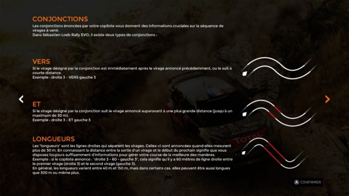 Le glossaire du copilote dans Sébastien Loeb Rally Evo