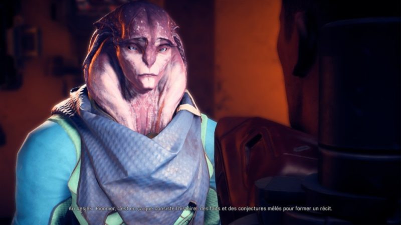 Un historien Angara dans Mass Effect: Andromeda nous explique que l'histoire n'est qu'un tissu de mensonges fait pour enjoliver la réalité.