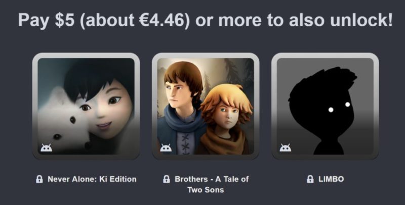 Humble Mobile Bundle Epic Platformers palier 3 Never Alone Brothers: A Tale of Two Sons LIMBO