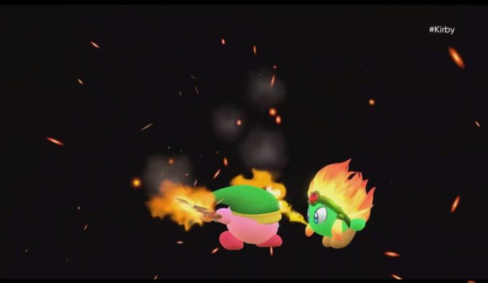 Kirby se repaît de la chair brûlée de ses ennemis