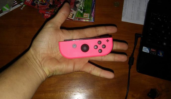 Une image pour montrer la taille d'un joy-con de Nintendo Switch.