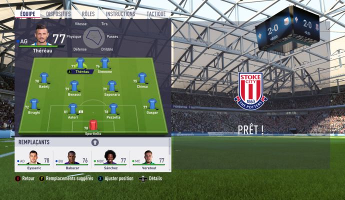 FIFA 18 - gestion d'équipe en match