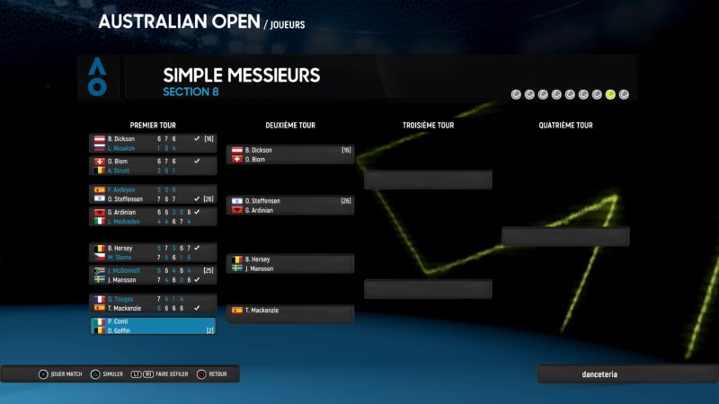 Test AO International Tennis - Tableau tournoi