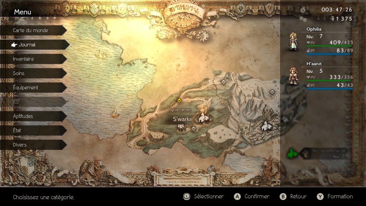 Test Octopath Traveler - carte du monde