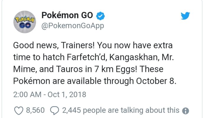 Pokémon GO - le tweet en VO