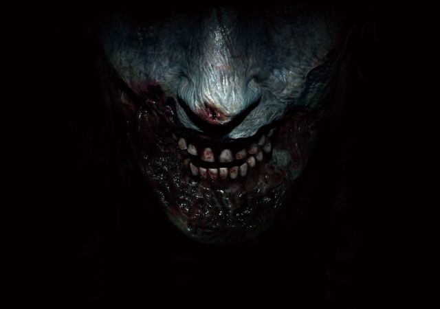 pochette du jeu Resident Evil 2 avec la moitié d'un visage de zombie