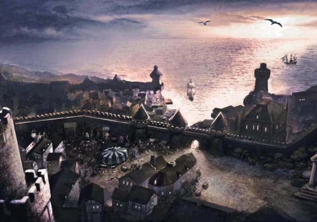 baldur's gate - paysage ville cité chateau mer