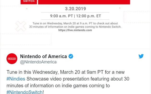 Nindies Showcase - Nintendo America tweet