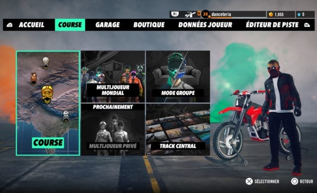 Test Trials Rising - Menu d'accueil