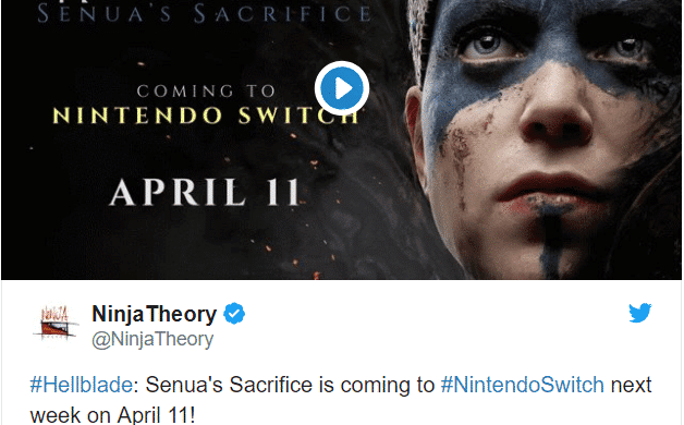 Hellblade: Senua's Sacrifice - date de sortie tweet