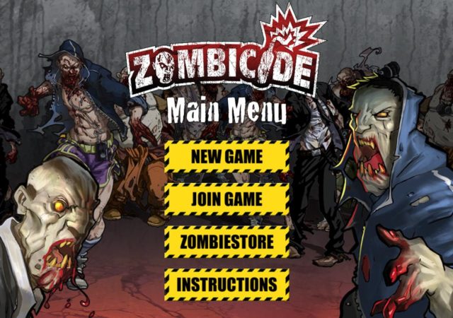 Zombicide menu