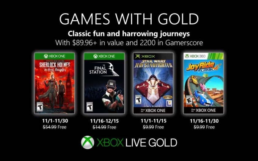 Programme Xbox Live Games With Gold de novembre 2019