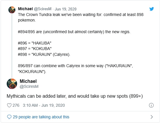 Pokémon Épée et Bouclier - Roi et montures Tweet