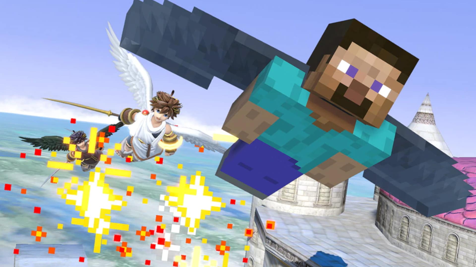 Super Smash Bros. Ultimate - Steve de Minecraft empile ses blocs