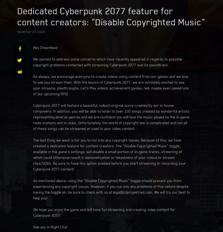 CD Pojekt Red option pour les DMCA