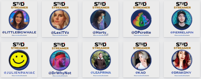 Stud'Live liste streamers