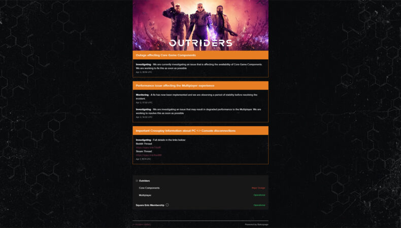 outriders page server status