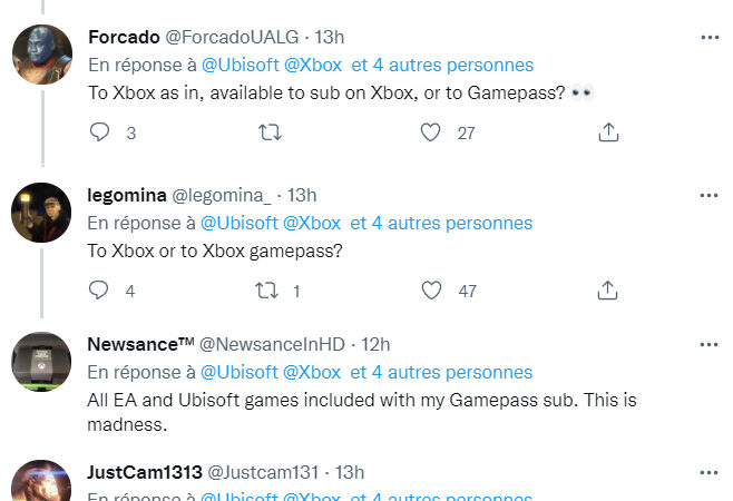 Tweets Ubisoft+ Game Pass