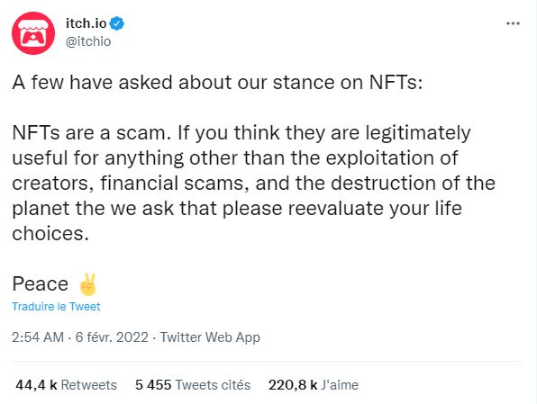 itch.io NFT scam