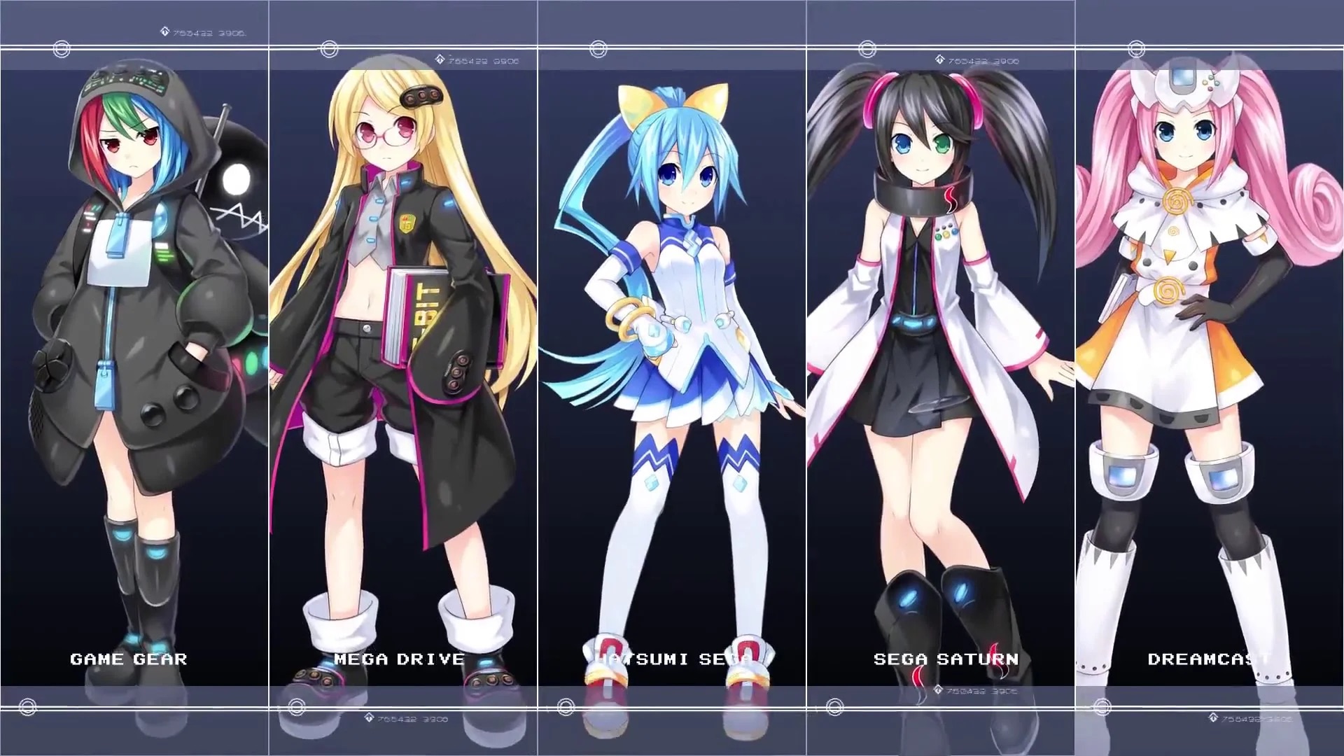 Les différents personnages de Sega Hard Girls