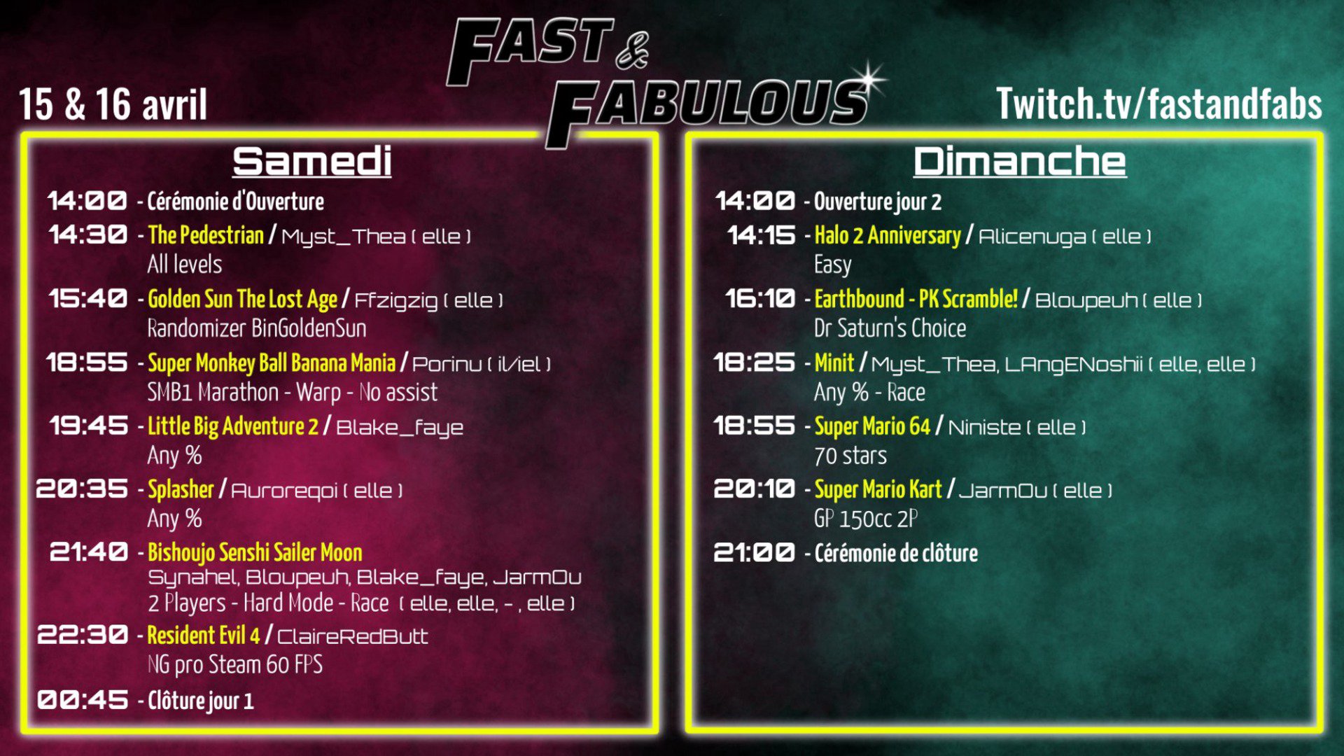 Fast & Fabs - Programme