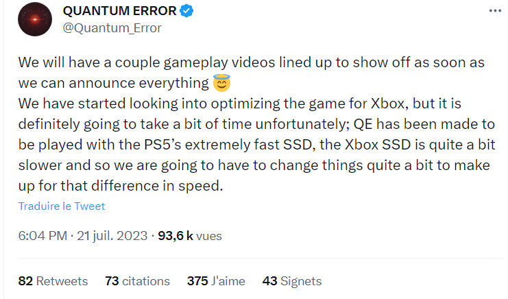 Quantum Error développement Xbox Series 