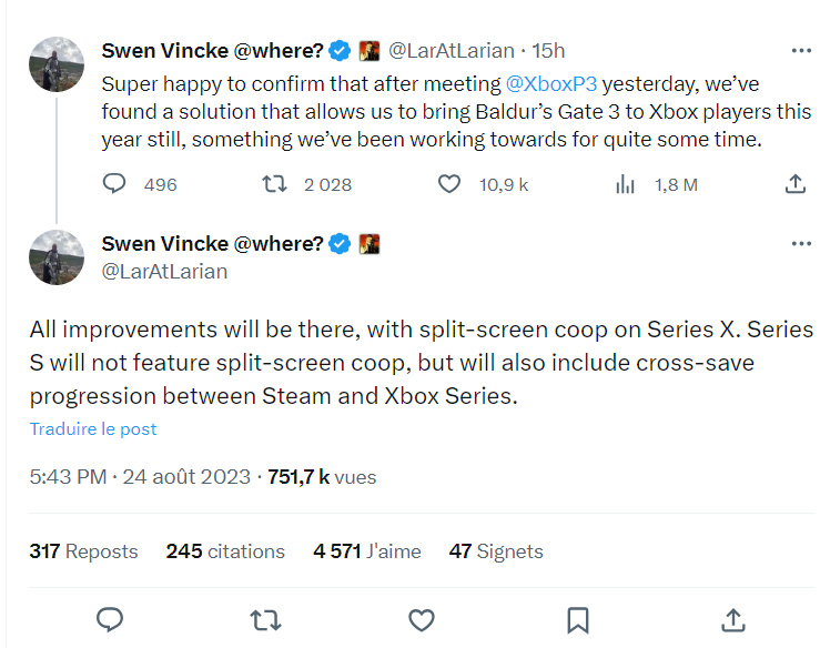 Baldur's Gate 3 sur Xbox Series