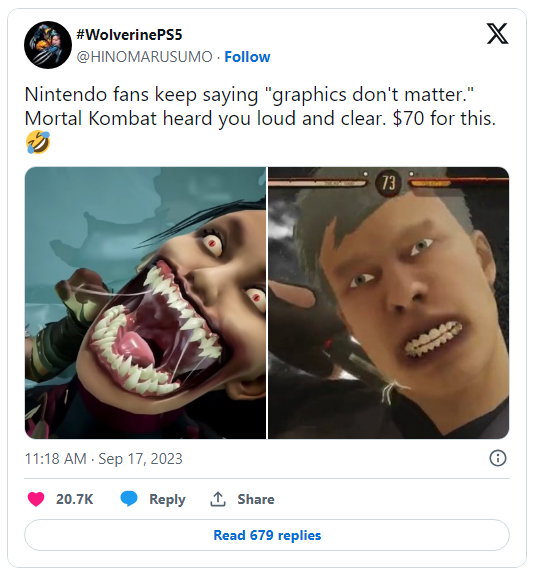 Mortal Kombat 1 Switch Tweet
