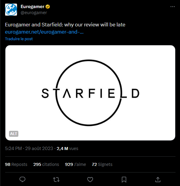 eurogamer tweet Starfield
