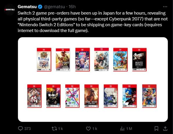 Tweet Gematsu Switch 2