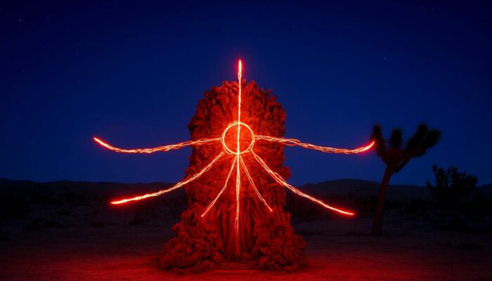 La Statue démoniaque des Game Awards 2025 dans le désert californien